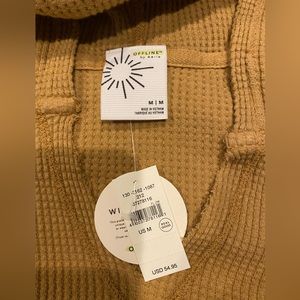 BRAND NEW. mustard yellow crop waffle hoodie. Brand new from aerie.
